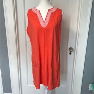 Lands' End Orange V-Neck Swim Coverup